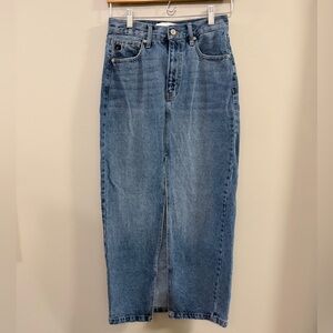 KanCan Blue Denim Pencil Skirt with Front Split. Size Small